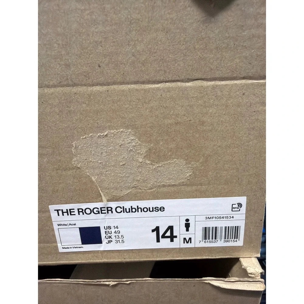 On Men's THE ROGER Clubhouse Shoes White Acai Size 14 New in Box No Lid